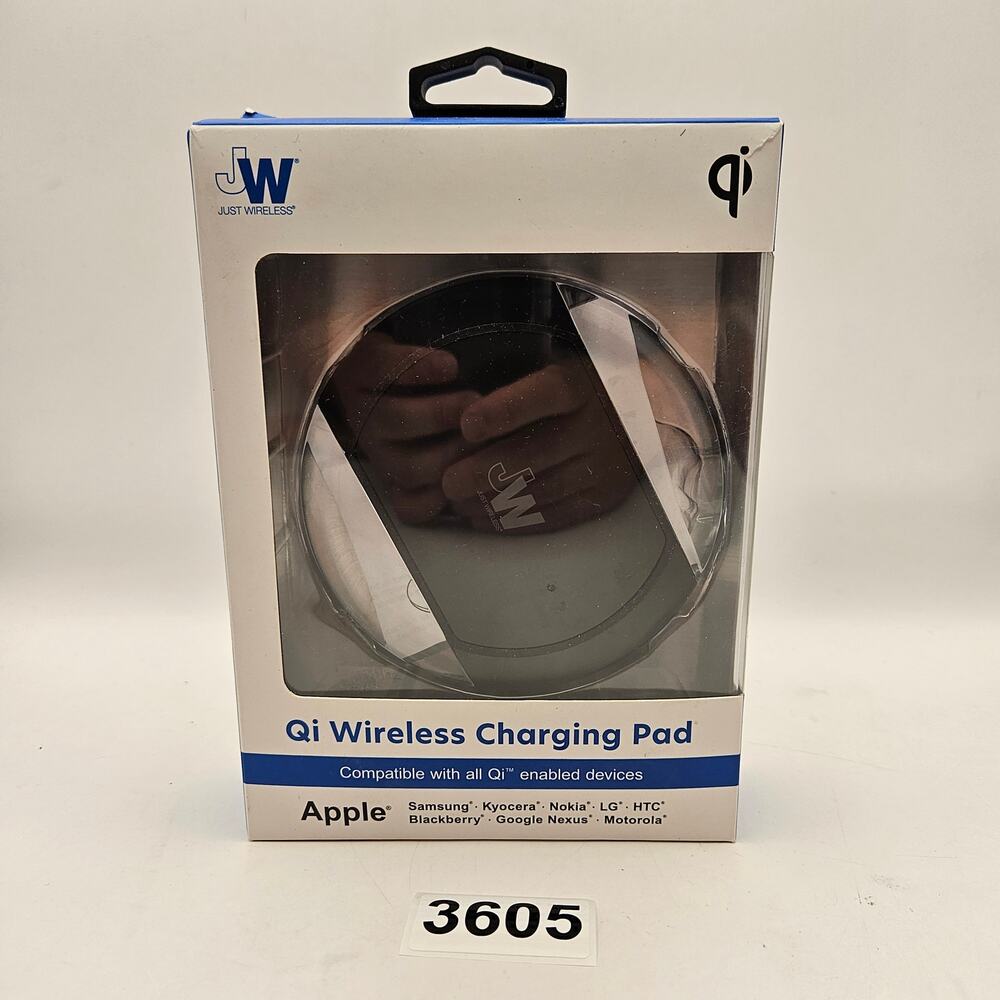 JUST WIRELESS QI CHARGING PAD BLACK UNIVERSAL CHARGER W WALL ADAPTER CABLE